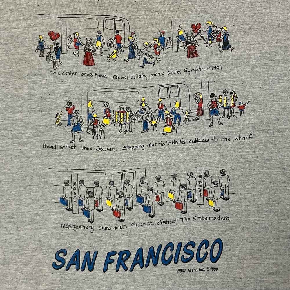 Vintage Single Stitch 1990 San Francisco Fruit of the Loom Made in USA Large Tee - Picture 3 of 10